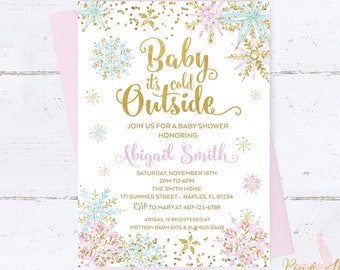 Winter Wonderland Baby Shower, Baby Shower Invitation, Snowflake Baby Shower Invitation, Winter Baby Shower Invitation, Snowflake Invitation