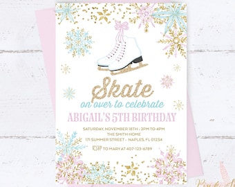 Ice Skating Invitation, Ice Skating Birthday Invitation, Skating Invitation, Ice Skate Birthday Invitation, Skating Birthday Invitation