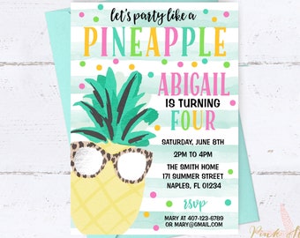 Pineapple Invitation, Pineapple Birthday Invitation, Party like a Pineapple Invitation, Luau Pineapple Pool Party Tropical Hawaiian