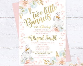 Bunny Baby Shower Invitation, Some Bunny Is Special, Spring Baby Shower, Twin Baby Shower, Bunny Invitation, Bunny Invite, Twins Shower
