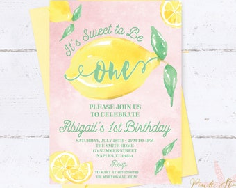 Lemonade Birthday Invitation, Lemonade Stand Invitation, Lemon Invitation, Lemonade Party Invitation, Pink Lemonade Birthday Invitation