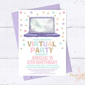 Virtual Party Invitation, Zoom Invitation, Zoom Birthday Party, Social Distance Party, Quarantine Party Invites, Digital Printable