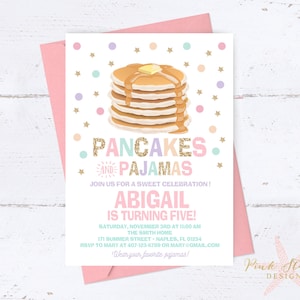 Pancakes and Pajamas Invitation, Pancakes Pajamas Invite, Birthday Party, Slumber Party,Printable, Girls Slumber party, Digital Printable