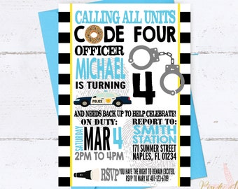 Police Birthday Party, Cops and Robbers Birthday Invitation, Police Birthday Invitation, Cops and Robbers Party, Police Birthday Party