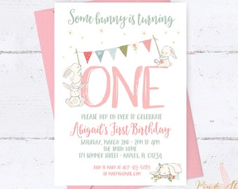 Bunny Birthday Invitation, Some Bunny Is Turning One, First Birthday Invitation, Easter Birthday Party Invite, Spring, 1st 2nd 3rd Birthday