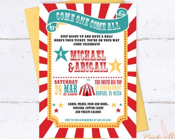 Circus Birthday Invitation, Carnival Birthday Party, Big Top, Tickets, Circus Birthday Party, Girls Boys Birthday Party, Sibling Birthday