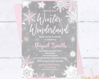 Winter Wonderland Baby Shower, Baby Shower Invitation, Snowflake Baby Shower Invitation, Winter Baby Shower Invitation, Snowflake Invitation