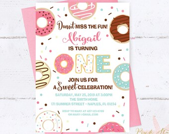 Donut Birthday Invitation, Donut Party Birthday Invitation, Donut Invitation, Donut, Donuts, First Birthday, Digital Printable Invitation