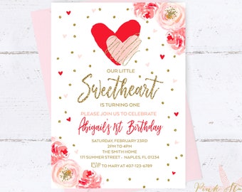 Heart Birthday Invitation, Valentine Invitation, Hearts Invitation, Valentines Day Invitation, Sweetheart Invitation, Valentine Birthday