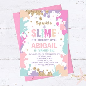 Glitter Slime Birthday Invitation, Slime Birthday, Glitter Slime Party, Girl Slime Invitation, Sparkle Slime Invitation, Pastel Slime
