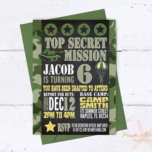 Camo Invitation, Camo Birthday Invitation, Camouflage Invitation, Army Invitation, Camo Birthday, Printable Camo Invitation, Army Party