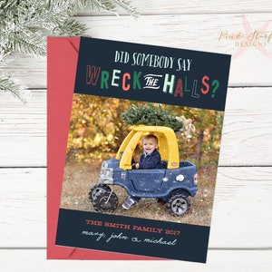 Christmas Card, Holiday Card, Funny Christmas Card, Fun Christmas Card, Funny Holiday Christmas Card, Wreck the Halls, Photo, Blooper