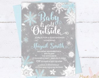 Winter Wonderland Baby Shower, Baby Shower Invitation, Snowflake Baby Shower Invitation, Winter Baby Shower Invitation, Snowflake Invitation