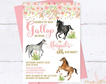 Horse Birthday Party, Riding Birthday Party, Horses, Horse Birthday Invite, Horse Invitation, Horse Party, Riding Horses, Horse Birthday.