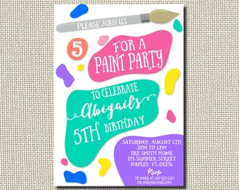 Art Party Invitation, Paint Party Invitation, Birthday Art Party Invitation, Art Party Birthday, Paint Splatter, Birthday Party, Digital