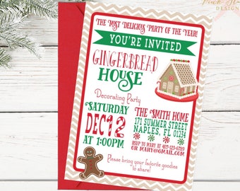 Gingerbread House Invitation, Gingerbread House Party, Gingerbread House Decorating Invitation, Gingerbread House Birthday Invitation