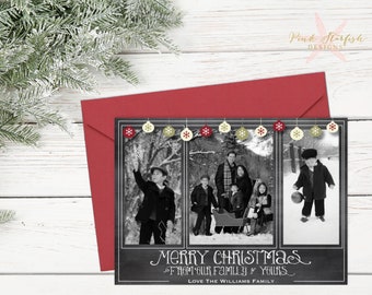 Chalkboard Christmas Card, Holiday Card, Photo Christmas Card, Christmas Card, Chalkboard, Chalkboard Holiday Christmas Card, Red Green