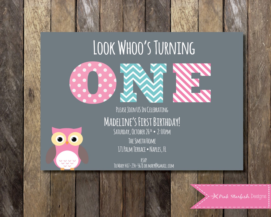 PRINTABLE Owl First Birthday Invitation 1st Birthday - Etsy