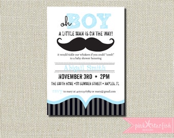 Boys Baby Shower Invitation, Baby Shower Invitation, Mustache Invitation, Bow Tie, Little Man, Printable Invitation, Baby Shower, Sprinkle