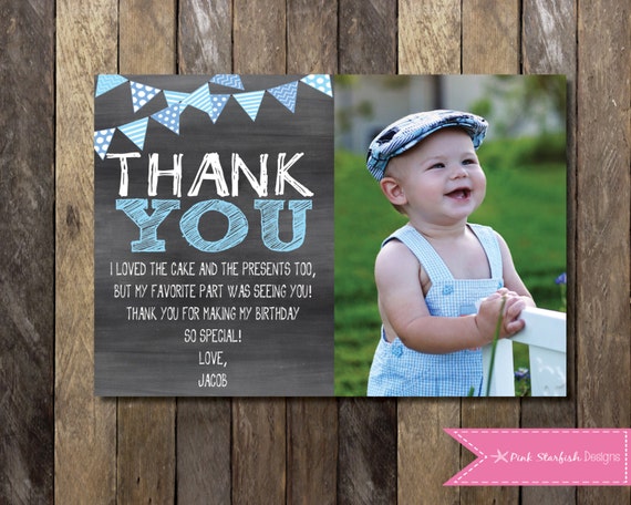 Chalkboard Thank You Card with Picture Chalkboard Thank You