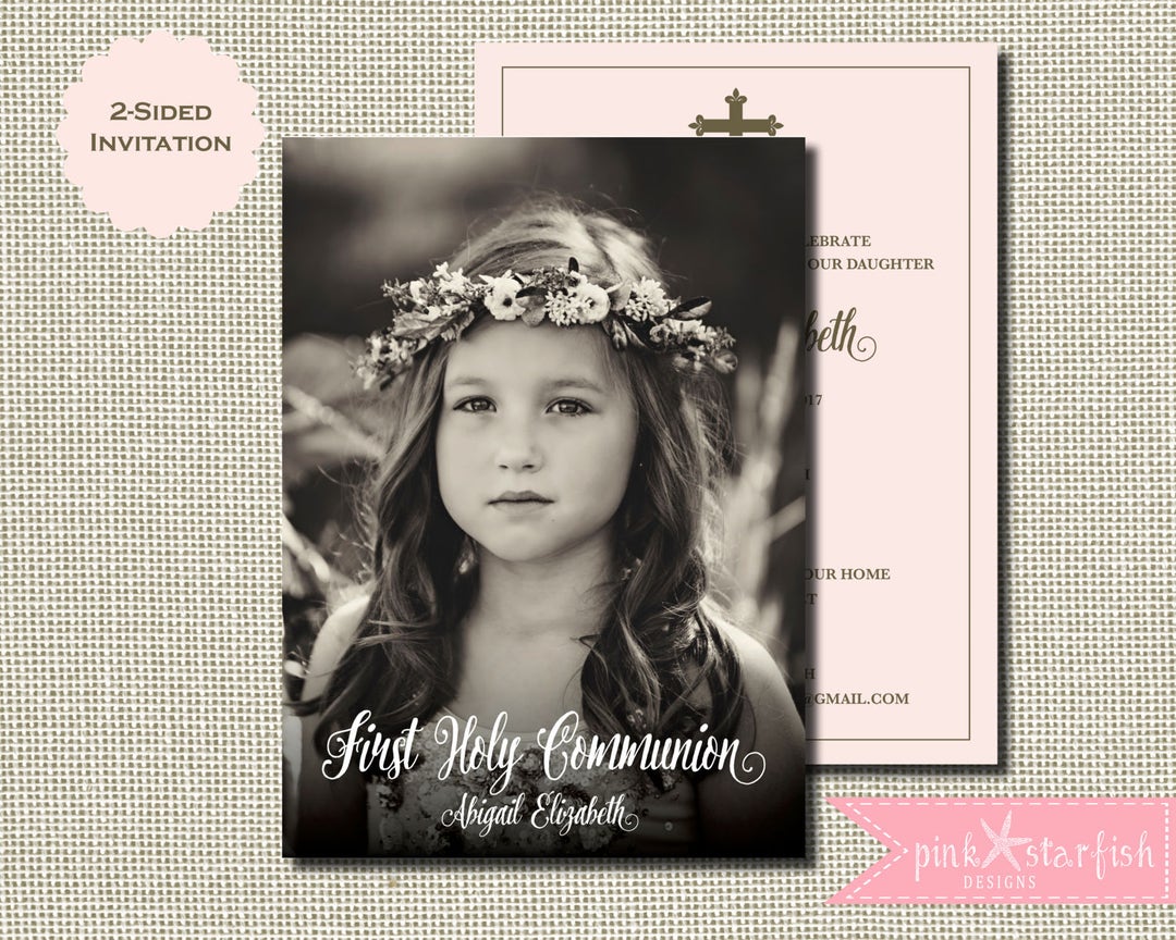First Communion Invitation Girl First Communion Invitation Etsy