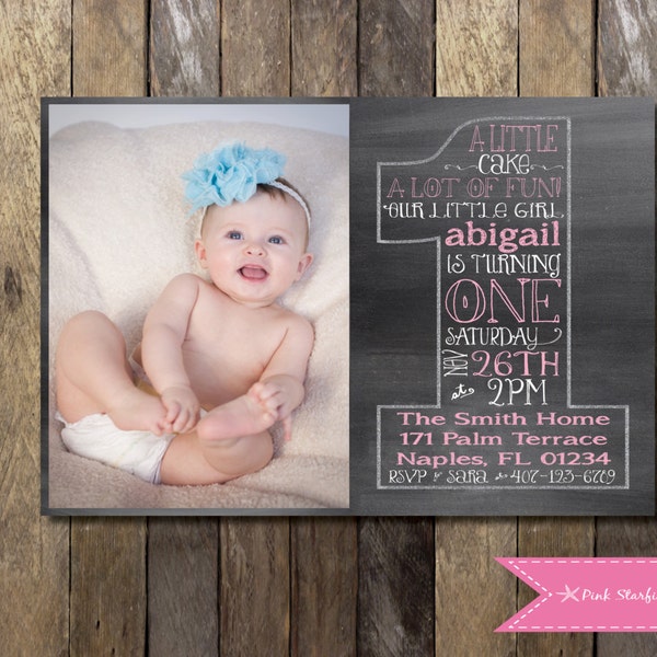 Chalkboard First Birthday Invitation with Picture, Chalkboard Invitation, 1st Birthday Invitation, Printable Invitation, Chalkboard, Invite