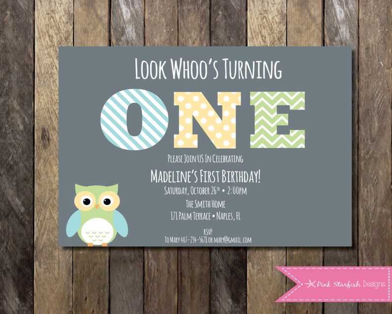 PRINTABLE Owl First Birthday Invitation 1st Birthday - Etsy