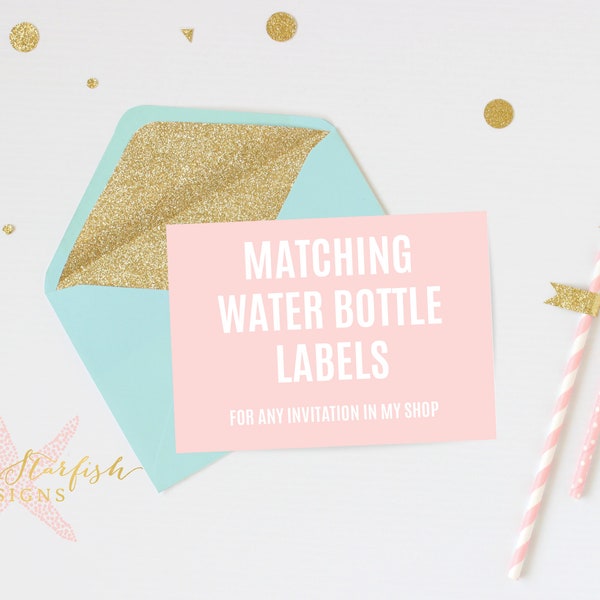 A la Carte Item, Matching Water Bottle Labels, Water Bottle Labels, Matching for Any Invitation in My Shop