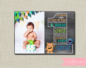 Monster Birthday Invitation, Little Monster Birthday, Chalkboard Birthday Invitation, Chalkboard Invitation, Digital Printable Invitation