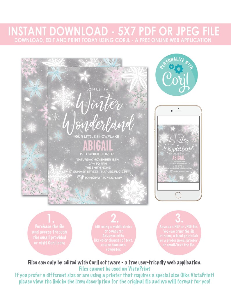 Snowflake Birthday Invitation Winter Birthday Snowflake - Etsy