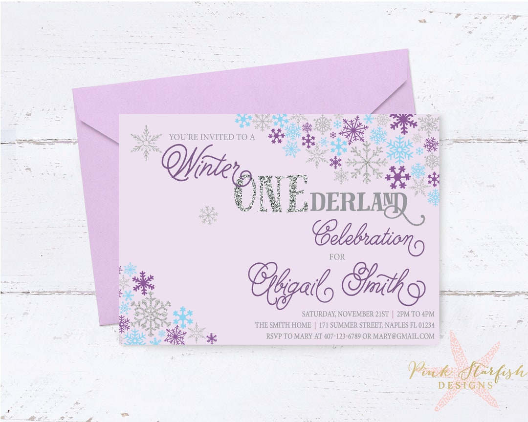 Snowflake Birthday Invitation, Winter Birthday, Snowflake Invitation ...