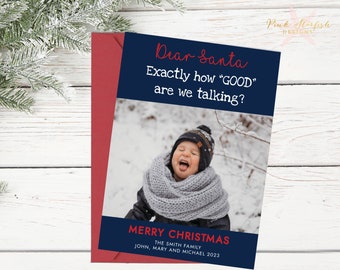 Christmas Card, Holiday Card, Christmas Photo Card, Fun Christmas Card, Dear Santa, Photo, Blooper, Xmas Card, holiday card, Digital