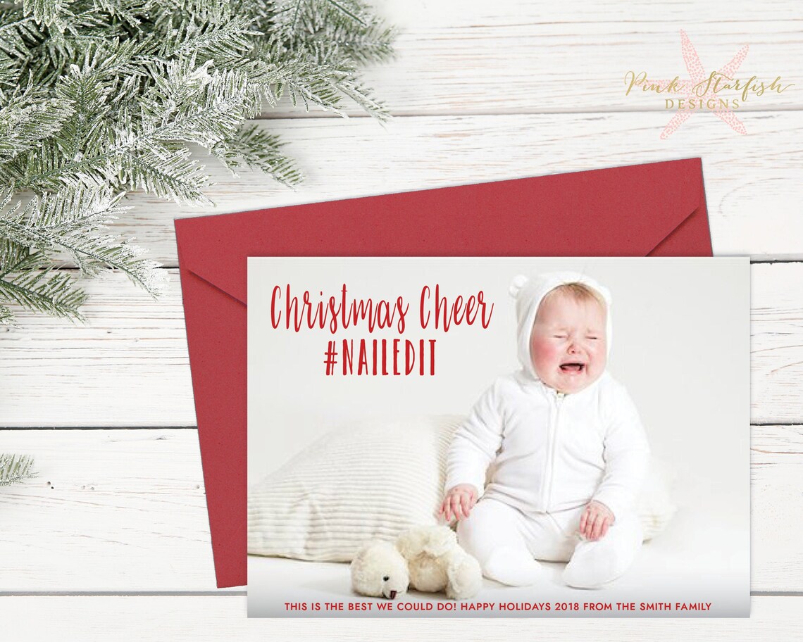 Christmas Card Holiday Card New Baby Christmas Card Funny Etsy