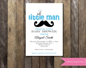 Little Man Baby Shower, Baby Shower Invitation, Mustache Baby Shower Invitation, Mustache Invite, Mustache Bash, Little Man Invitation