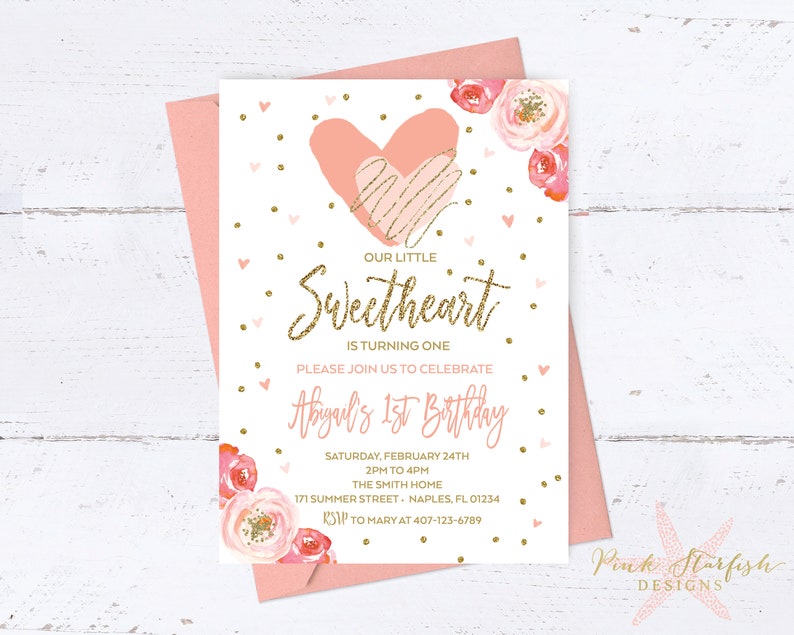 Heart Birthday Invitation Valentine Invitation Hearts Etsy