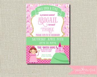 Princess Birthday Invitation, Princess Invitation, Birthday Invitation, Princess Party, Pink and Gold Birthday Invitation, Fairy Tale