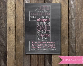 Chalkboard First Birthday Invitation, Chalkboard Birthday Invitation, One, 1st Birthday Invitation, First Birthday, Chalkboard , Printable