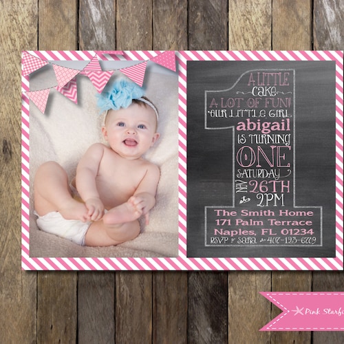 Printable 1st Birthday Invitation Girl Birthday Invite - Etsy