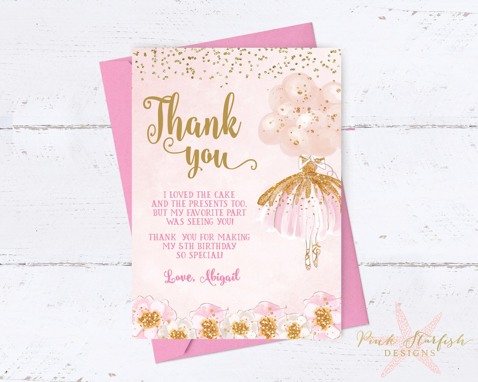 Ballerina Thank You Ballerina Birthday Pink and Gold Tutu - Etsy