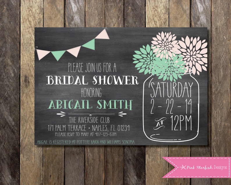 Bridal Shower Invitation Chalkboard Invitation Chalkboard Etsy