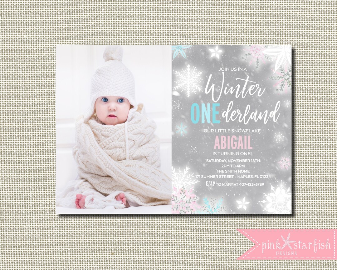 Snowflake Birthday Invitation Winter Birthday Snowflake - Etsy