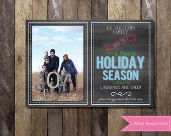 PRINTABLE Photo Christmas Card, Chalkboard Christmas Card, Holiday Card, Chalkboard Holiday Christmas Card PRINTABLE 4x6 or 5x7