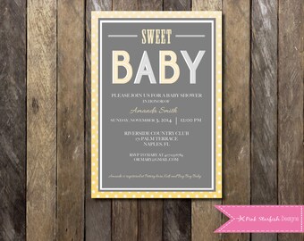 Baby Shower Invitation, Baby Shower, Polka Dot Baby Shower Invitation, Modern Baby Shower, Chic, Printable Invitation, Neutral Baby Shower