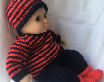 Baby Annabell Doll Striped Jumper Knitting Pattern (DK) in English