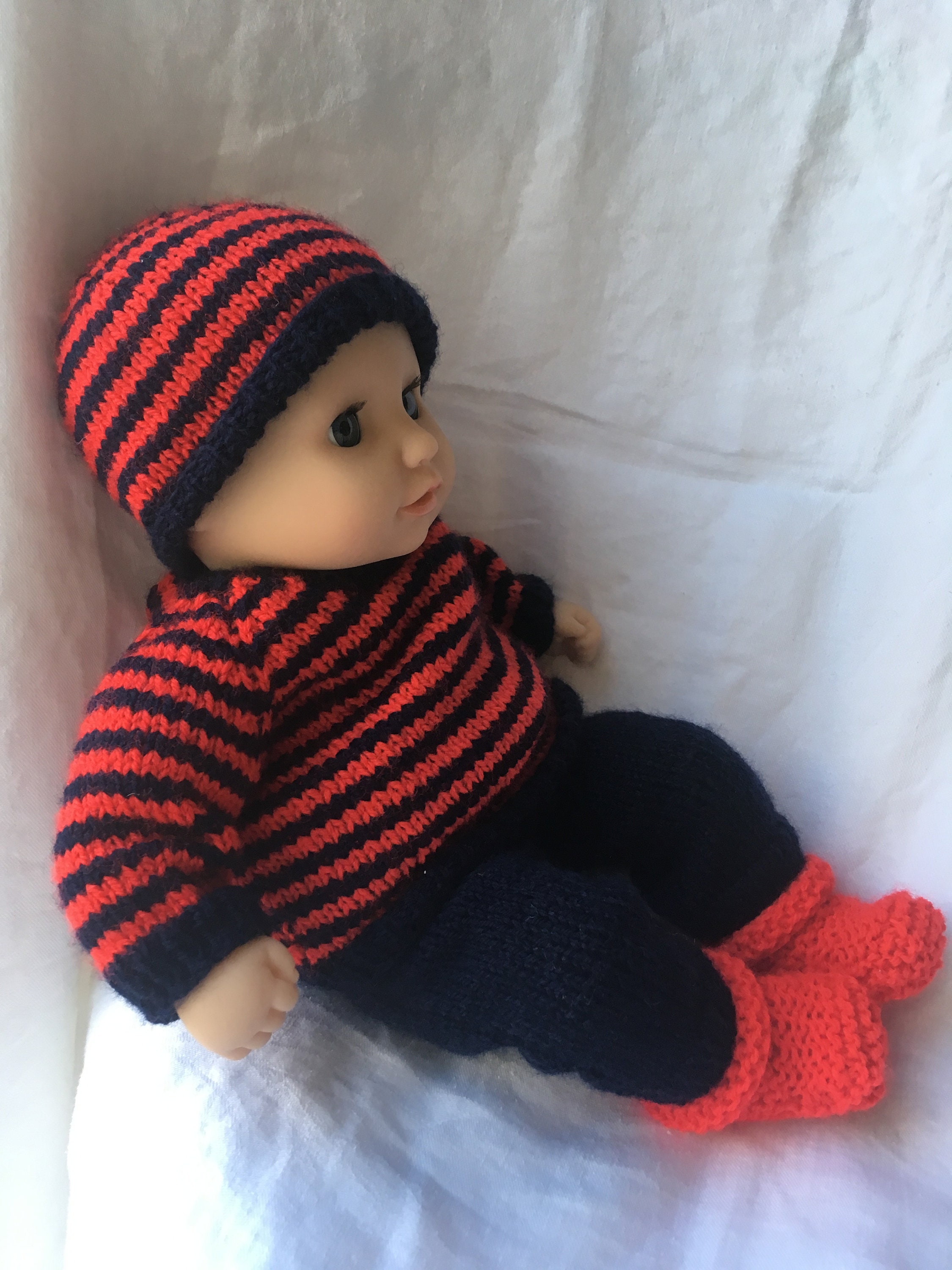 Baby Annabell Doll Striped Jumper Knitting Pattern DK Etsy UK