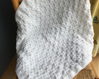 Basket Weave Baby Blanket Knitting Pattern in English