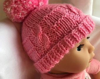 Baby Annabell Cable Beanie Knitting Pattern (DK) in English