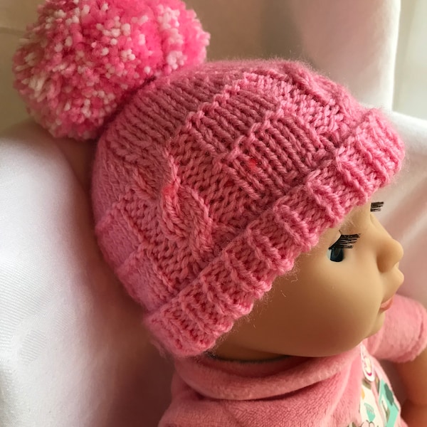 Modèle de tricot bonnet torsadé Baby Annabell (DK)