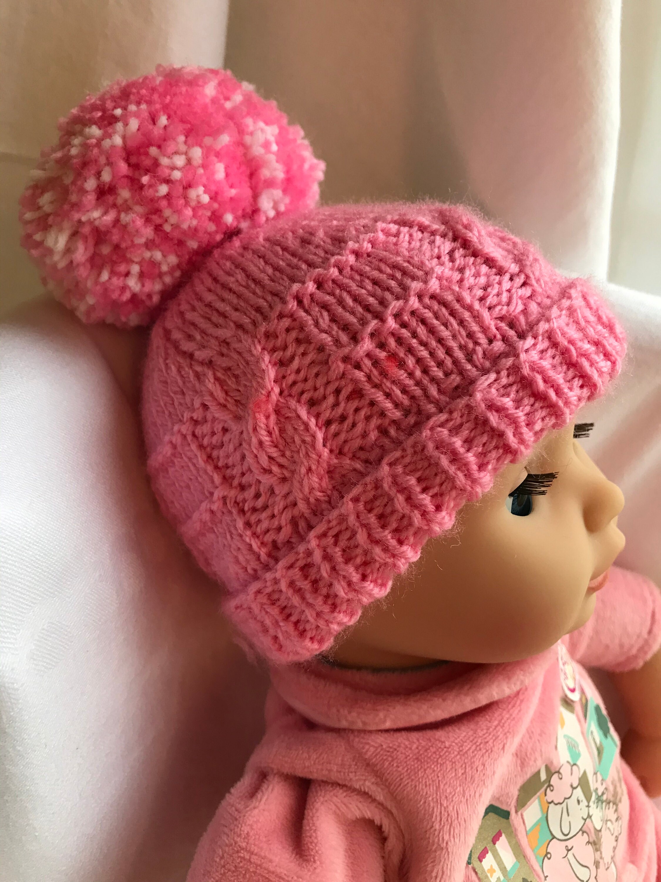 Baby Annabell Cable Beanie Knitting Pattern DK Etsy