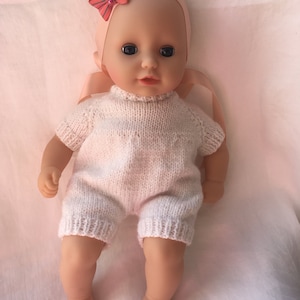 Baby Annabell Doll Romper Knitting Pattern (DK) in English
